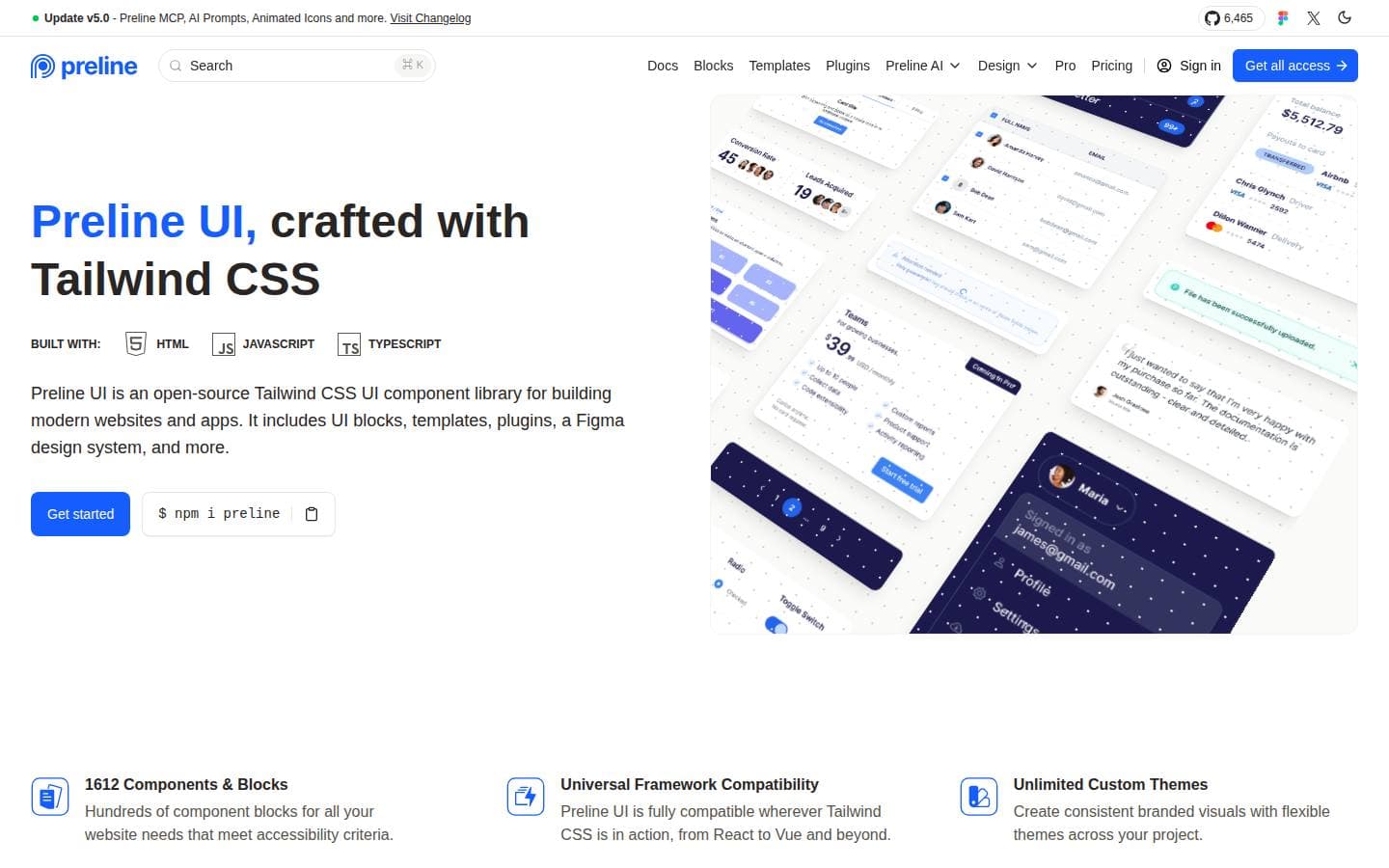 Free Tailwind CSS UI Components Library | Preline UI