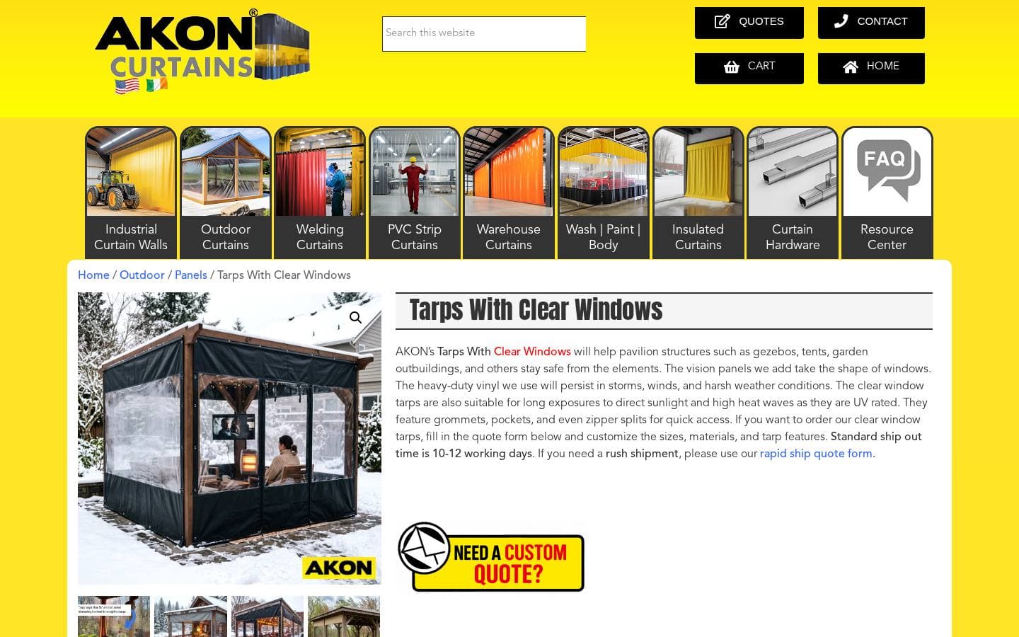 Tarps With Clear Windows | Solid Tarps With View Panels | AKON Curtain