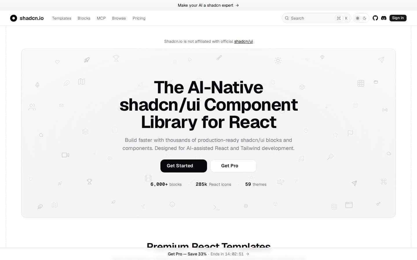 The AI-Native shadcn/ui Component Library for React