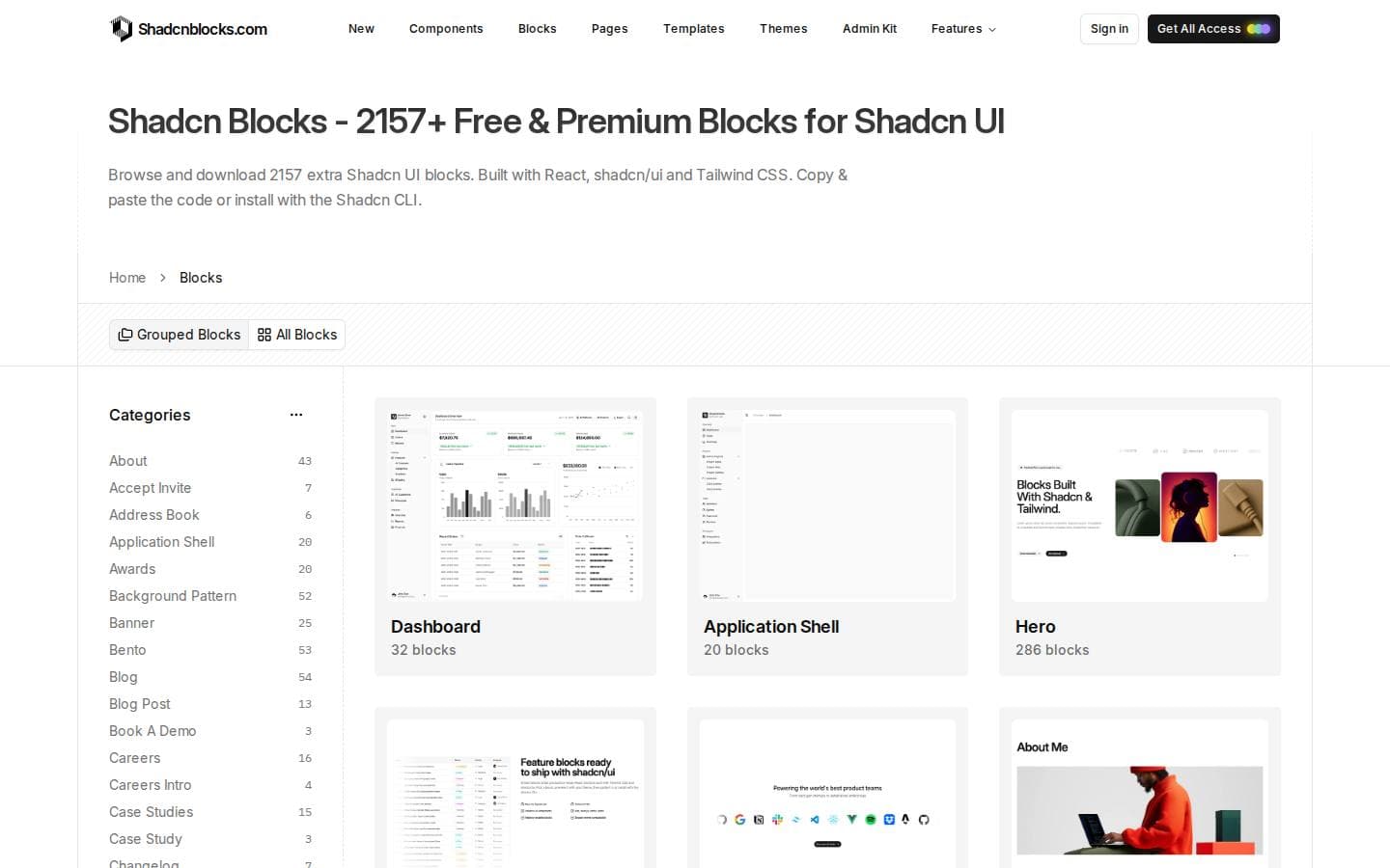 Shadcn Blocks - Extra blocks for Shadcn UI