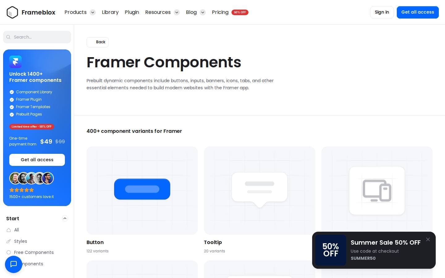 Framer Components - Frameblox UI Kit