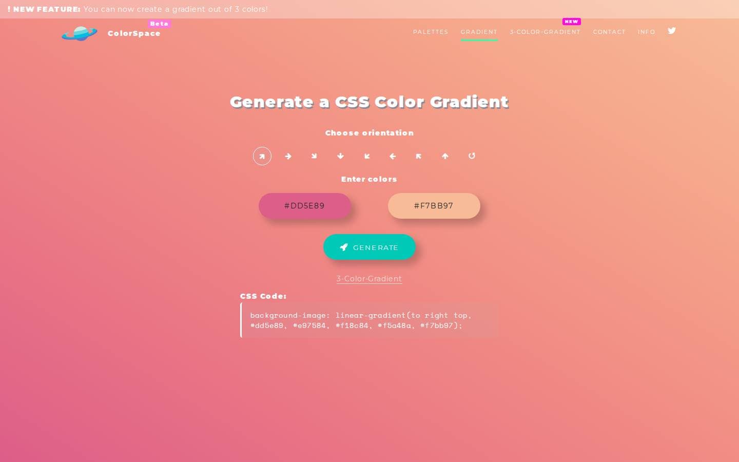ColorSpace - CSS Gradient Color Generator