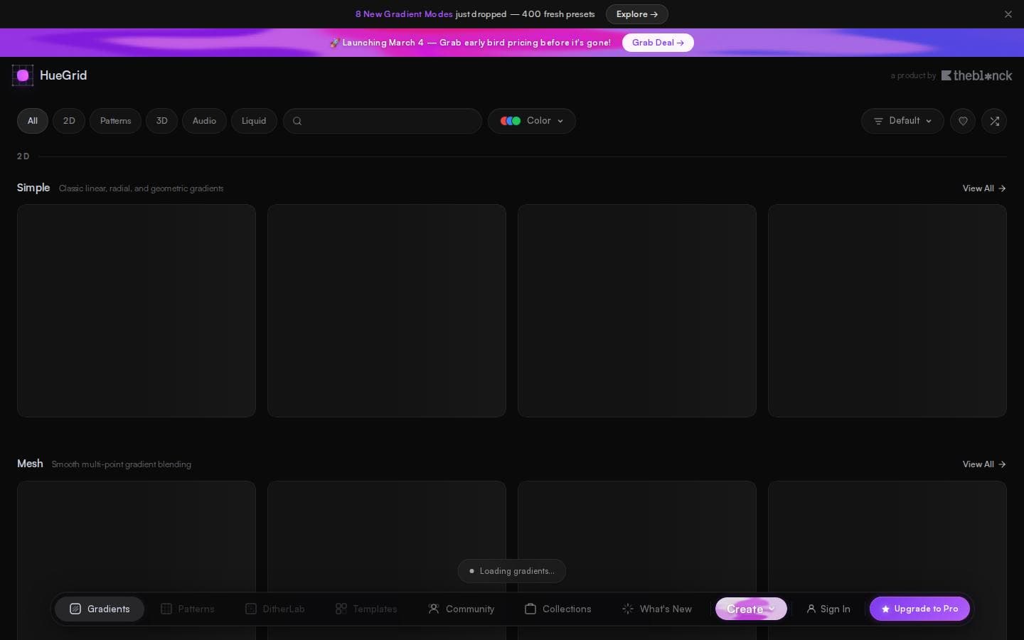 HueGrid — Create Stunning Gradients with 22+ Modes