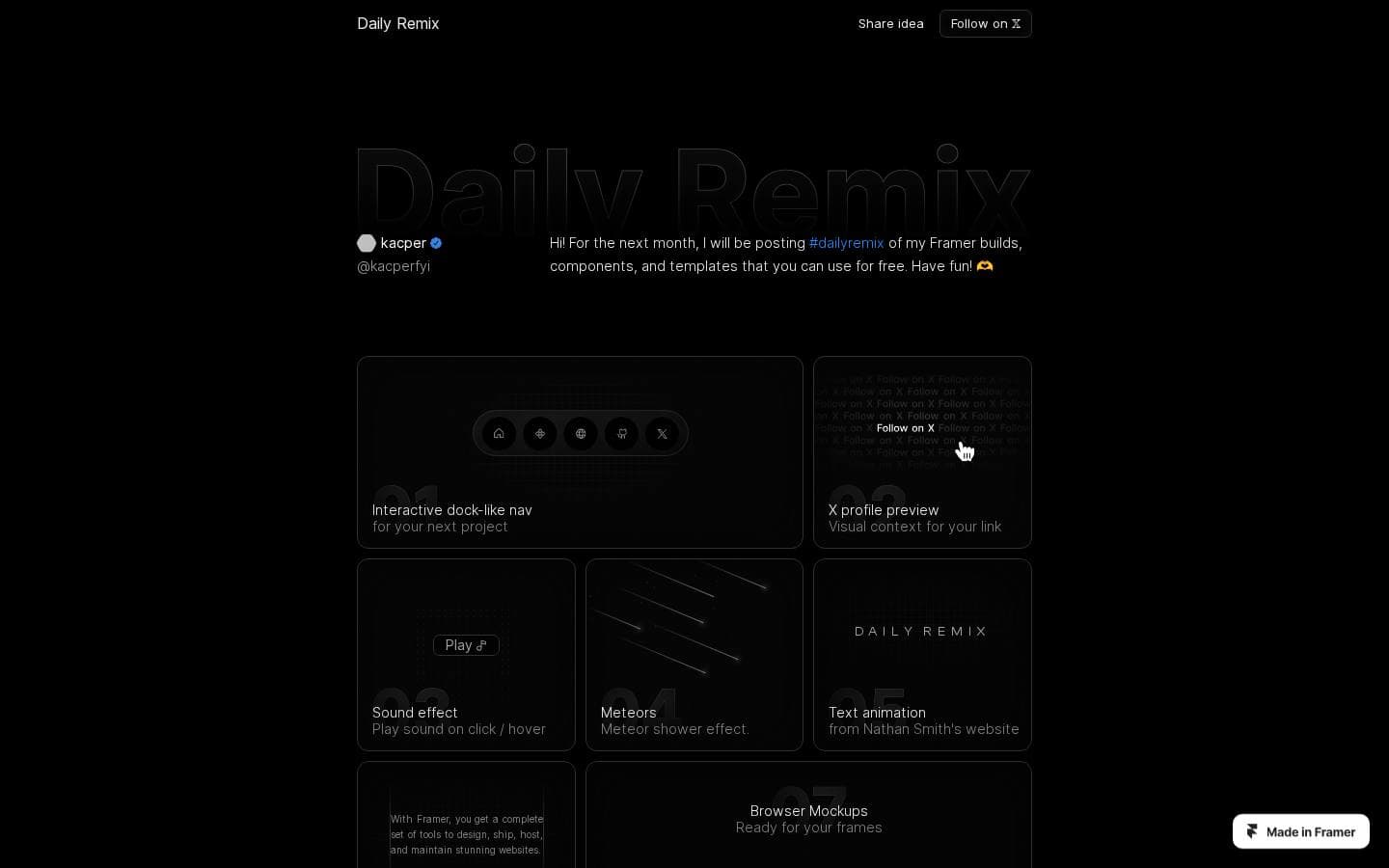 Daily Remix - Your daily dose of Framer things