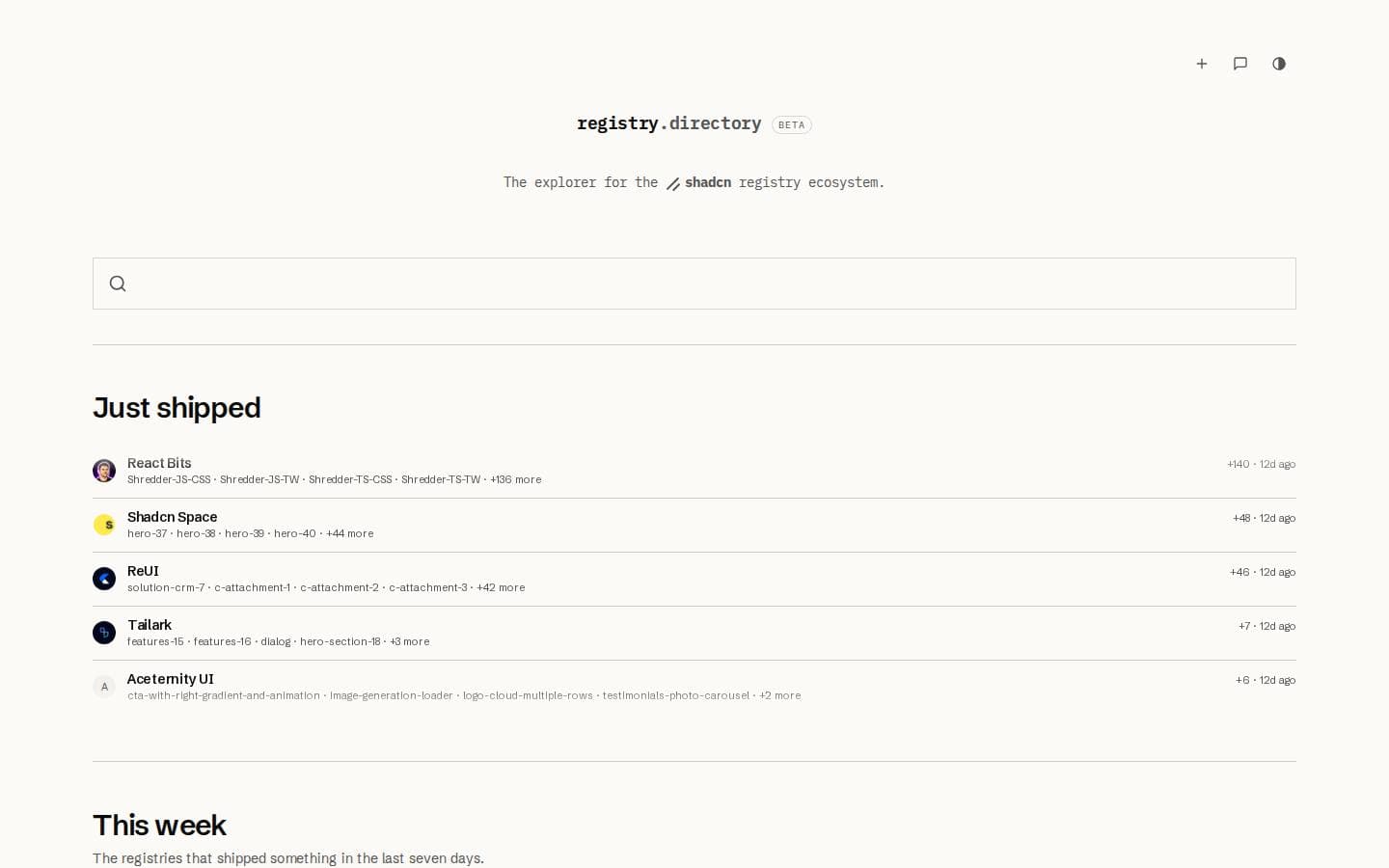 The explorer for the shadcn registry ecosystem