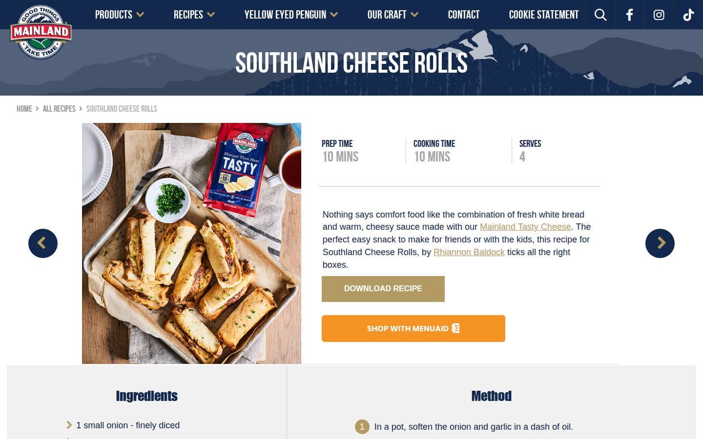 Southland Cheese Rolls recipe