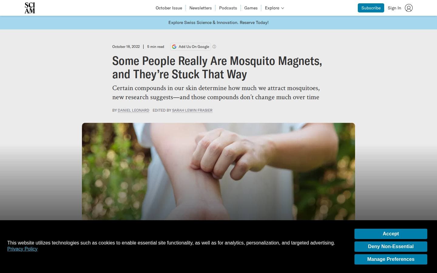 Some People Really Are Mosquito Magnets, and They're Stuck That Way